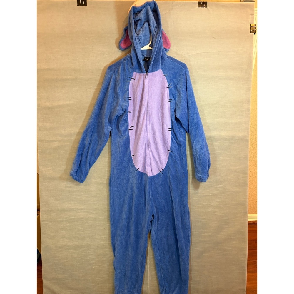 Disney Eeyore Hooded Onesie Pajamas Adult‎ Size Large Blue Plush Costume - Picture 2 of 4